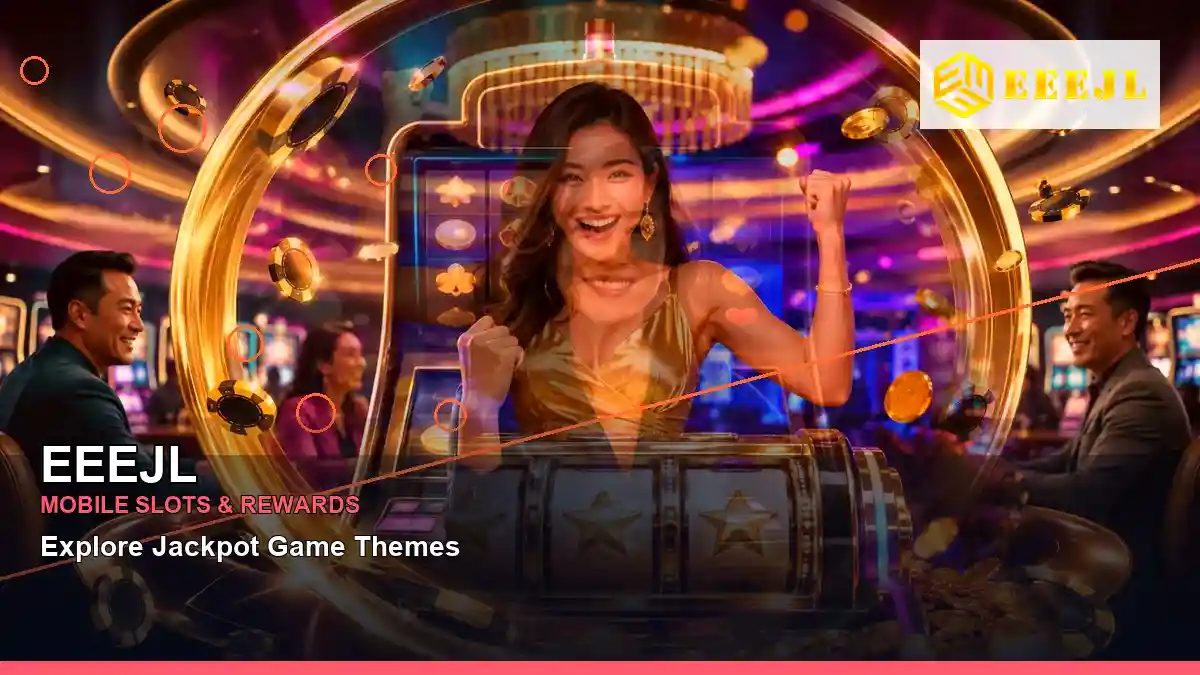 EEEJL reels casino bonus games featuring an adult Filipina casino host with a centered composition