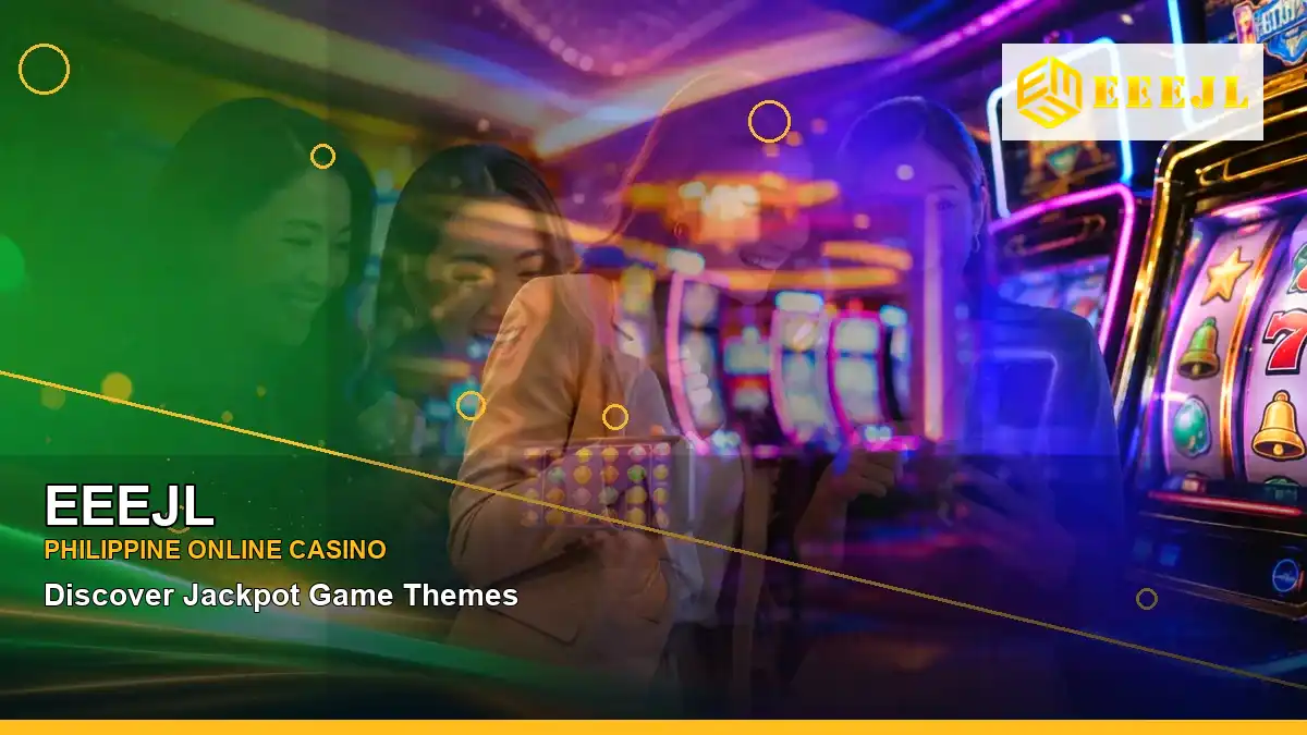 EEEJL gold jackpot slot games featuring an adult Filipina casino host with a panoramic reel composition — view 2